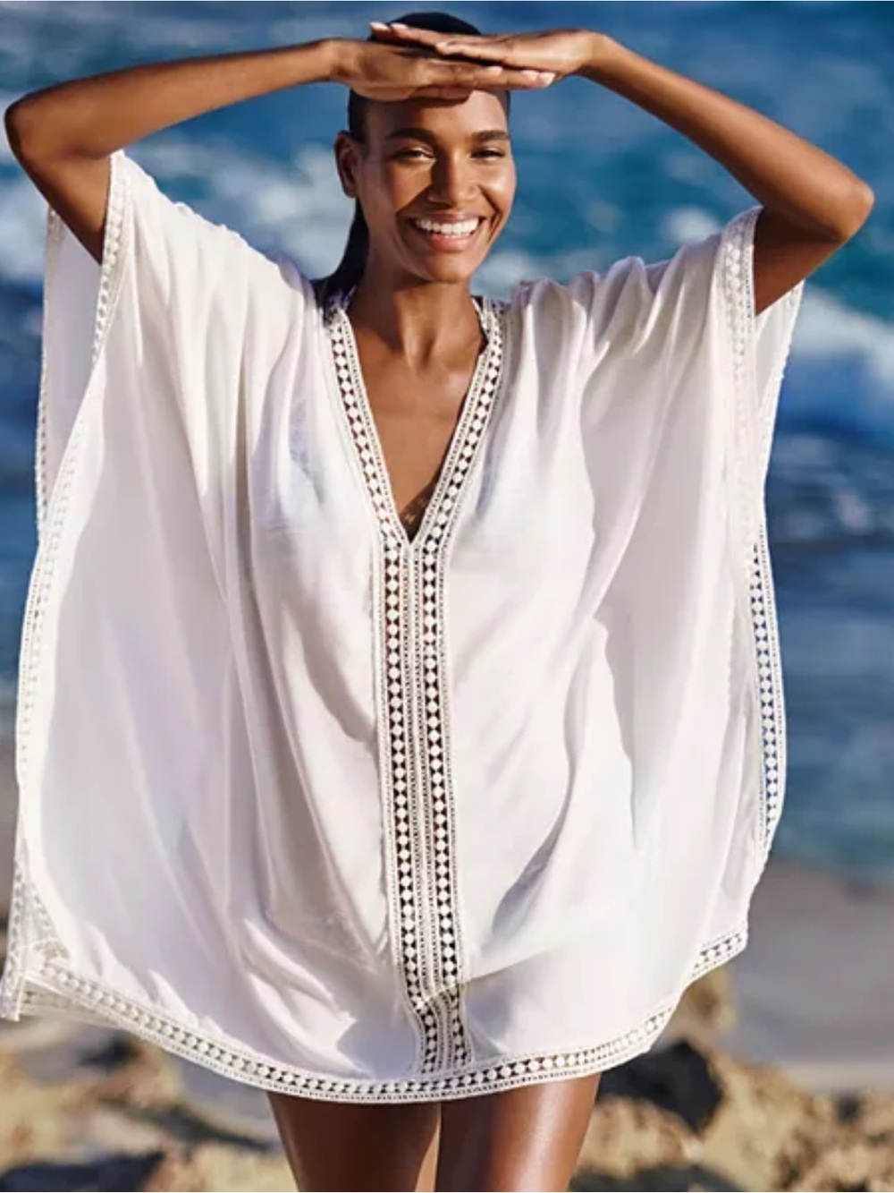 TOMMY BAHAMA Lace Trim tunic swim cover-up - XS